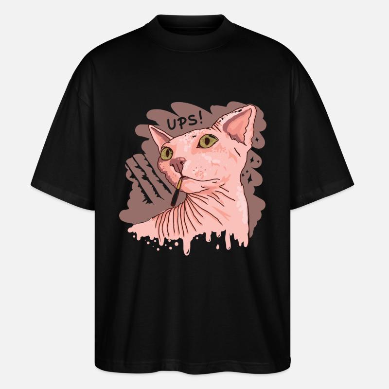 chat sphynx avec cigarette - T-shirt bio Blaster 2.0 coupe oversize Stanley/Stella Unisexe - noir