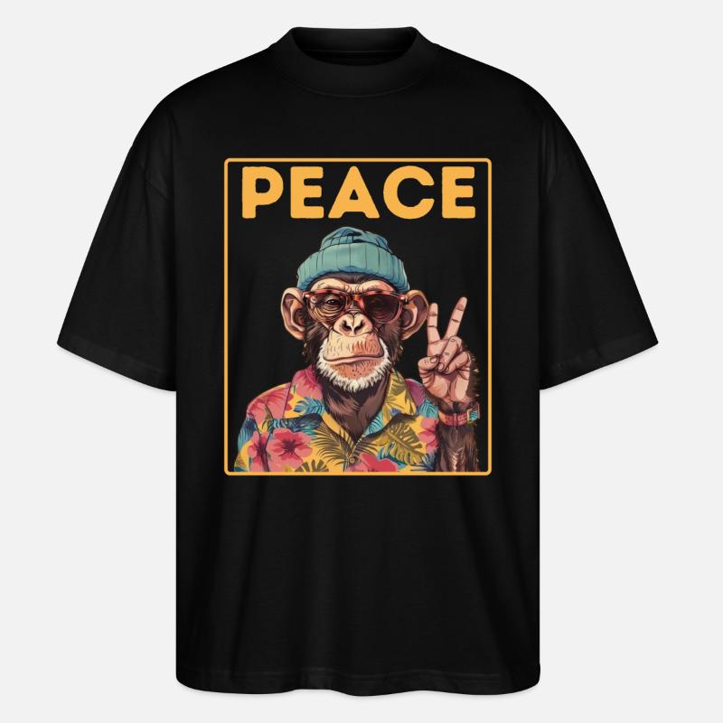 Peace Monkey - Stanley/Stella Oversized Unisex Bio T-Shirt Blaster 2.0 - Schwarz