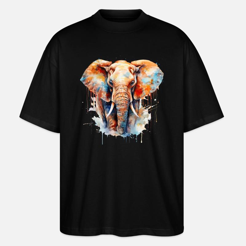 Elefant wasserfarben - Stanley/Stella Oversized Unisex Bio T-Shirt Blaster 2.0 - Schwarz