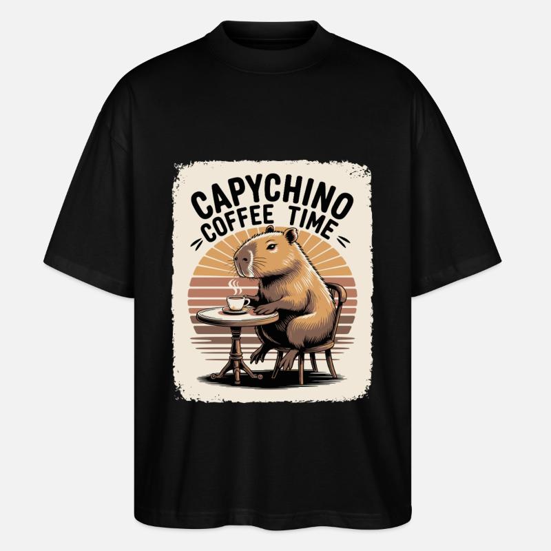 Capychino Kaffee Zeit - Stanley/Stella Oversized Unisex Bio T-Shirt Blaster 2.0 - Schwarz