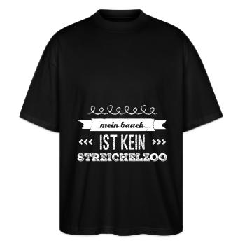 Mein Bauch ist kein Streichelzoo für Schwangere - Stanley/Stella Oversized Unisex Bio T-Shirt Blaster 2.0 - Schwarz - Vorne - Alina (178cm) & Michal (187cm)