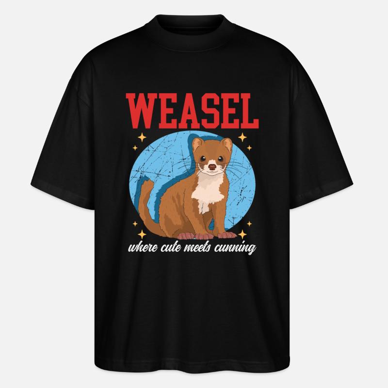 Wiesel Mauswiesel Hermännchen Geschenk - Stanley/Stella Oversized Unisex Bio T-Shirt Blaster 2.0 - Schwarz