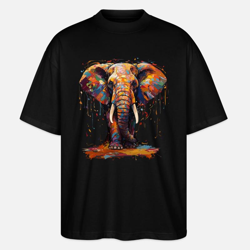 Elephant farbenfroh - Stanley/Stella Oversized Unisex Bio T-Shirt Blaster 2.0 - Schwarz