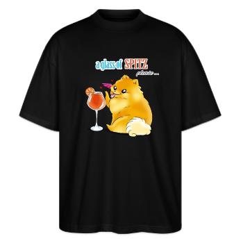 Spitz Spritz - Stanley/Stella Oversized Unisex Bio T-Shirt Blaster 2.0 - Schwarz - Vorne - Alina (178cm) & Michal (187cm)