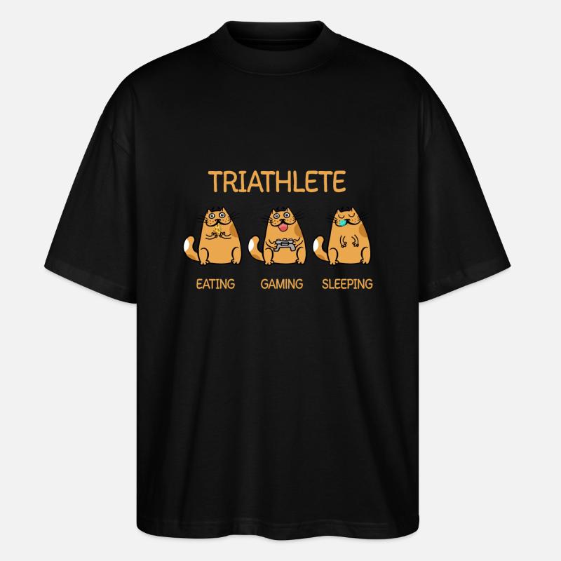 Triathlete - Manger Gaming Sleeping - Chat - T-shirt bio Blaster 2.0 coupe oversize Stanley/Stella Unisexe - noir