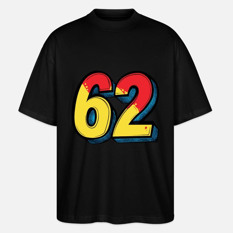 62 Zahl Comic - Stanley/Stella Oversized Unisex Bio T-Shirt Blaster 2.0 - Schwarz