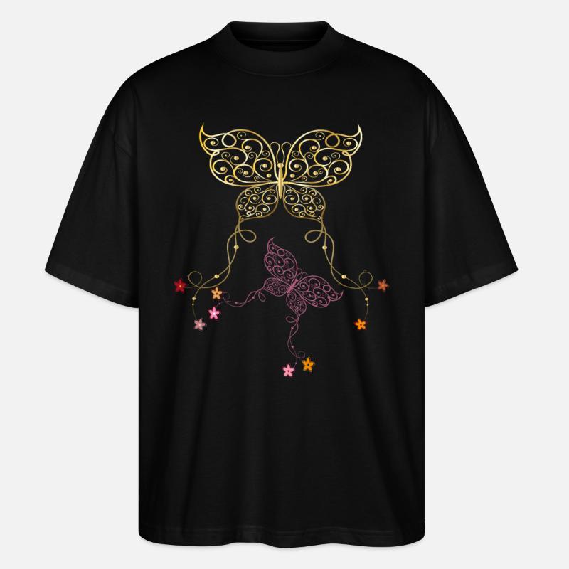 zwei Schmetterlinge - Stanley/Stella Oversized Unisex Bio T-Shirt Blaster 2.0 - Schwarz