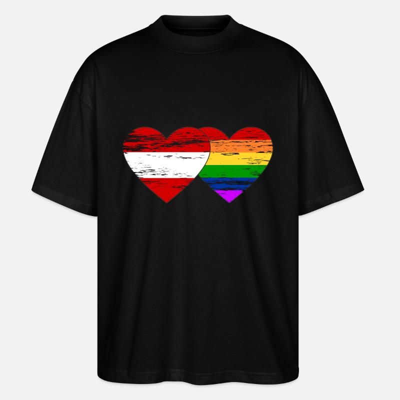 Drapeau arc-en-ciel de l’Autriche utilisé - T-shirt bio Blaster 2.0 coupe oversize Stanley/Stella Unisexe - noir