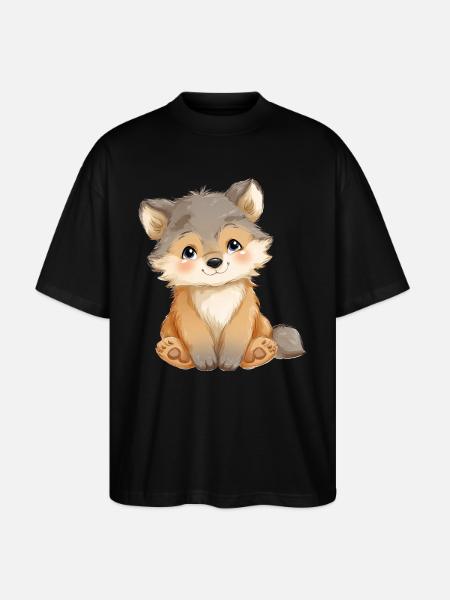Mignon bébé loup - T-shirt bio Blaster 2.0 coupe oversize Stanley/Stella Unisexe - noir
