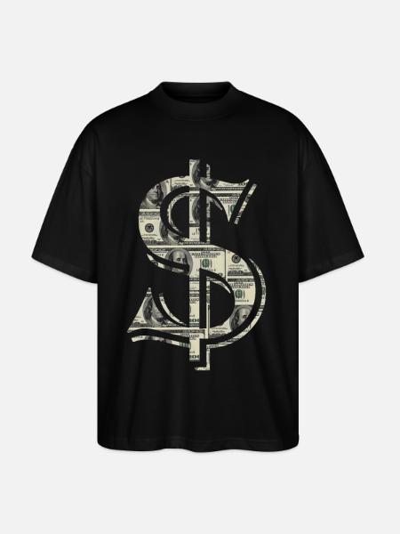 dollar filled with $ 100 bills - Stanley/Stella Oversized Unisex Organic T-shirt Blaster 2.0 - black