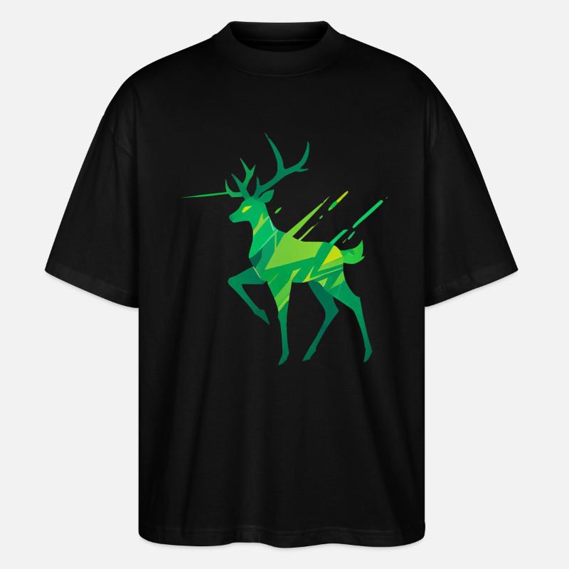 Grüner Einhornhirsch - Stanley/Stella Oversized Unisex Bio T-Shirt Blaster 2.0 - Schwarz