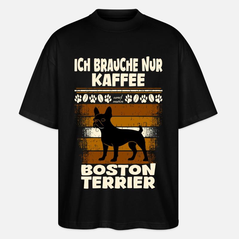 Café Boston Terrier - T-shirt bio Blaster 2.0 coupe oversize Stanley/Stella Unisexe - noir