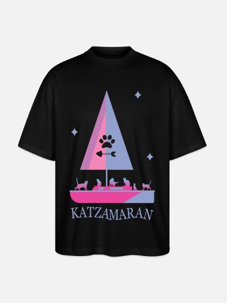 Katzamaran Boot - Stanley/Stella Oversized Unisex Bio T-Shirt Blaster 2.0 - Schwarz