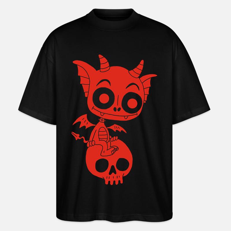 Kleiner roter Dämon ruht - Stanley/Stella Oversized Unisex Bio T-Shirt Blaster 2.0 - Schwarz