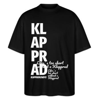Klapprad Faltrad Fahrrad Geschenk Spruch Fashion - Stanley/Stella Oversized Unisex Bio T-Shirt Blaster 2.0 - Schwarz - Vorne - Alina (178cm) & Michal (187cm)