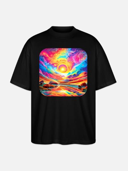 Motif psychédélique IV - T-shirt bio Blaster 2.0 coupe oversize Stanley/Stella Unisexe - noir