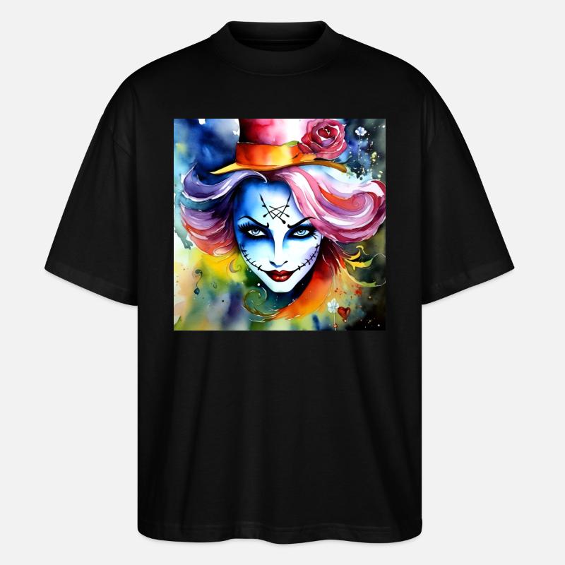 Cooles Harlequin Poker Gothic Mädchen - Stanley/Stella Oversized Unisex Bio T-Shirt Blaster 2.0 - Schwarz