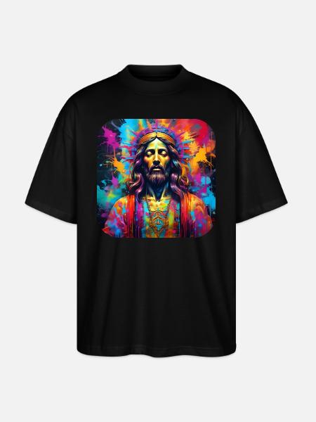 Jesus in Graffiti Style - Stanley/Stella Oversized Unisex Organic T-shirt Blaster 2.0 - black