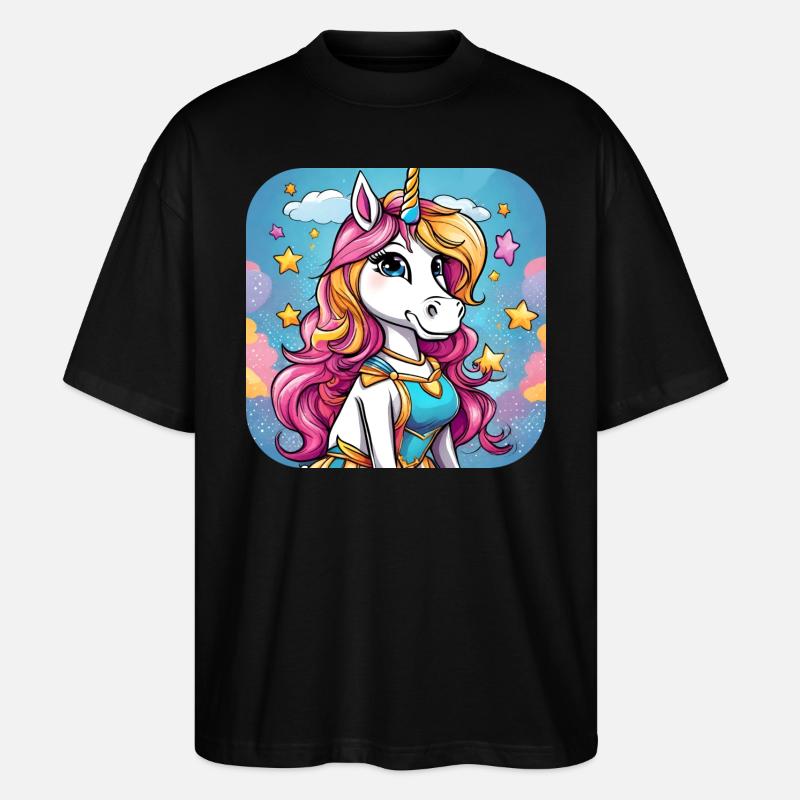 Lustiges Einhorn - Stanley/Stella Oversized Unisex Bio T-Shirt Blaster 2.0 - Schwarz