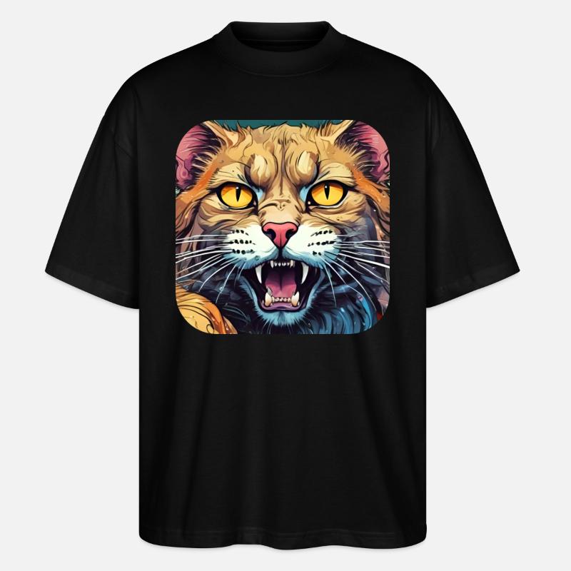Wilde Katze - Stanley/Stella Oversized Unisex Bio T-Shirt Blaster 2.0 - Schwarz
