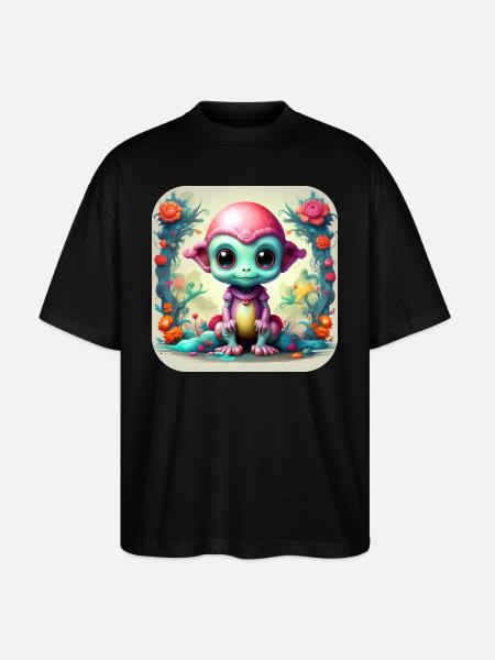 Cute Science Fiction Alien - Stanley/Stella Oversized Unisex Organic T-shirt Blaster 2.0 - black