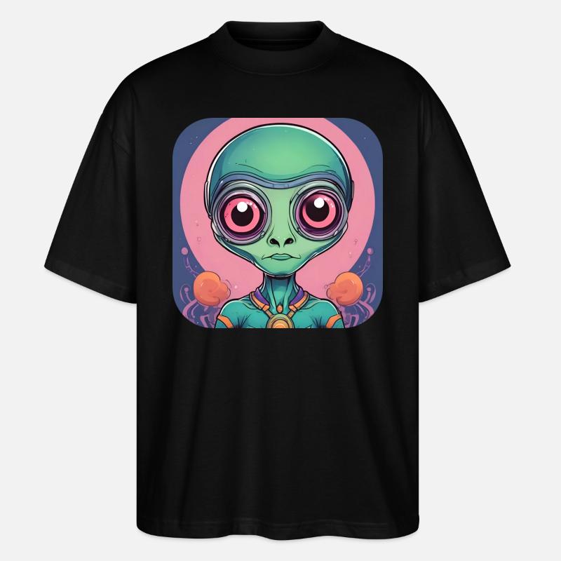 Alien mignon de science-fiction - T-shirt bio Blaster 2.0 coupe oversize Stanley/Stella Unisexe - noir