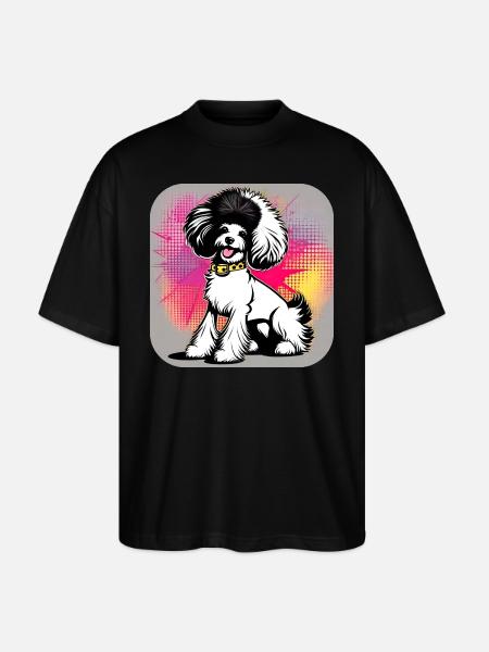 Caniche punk mignon - T-shirt bio Blaster 2.0 coupe oversize Stanley/Stella Unisexe - noir
