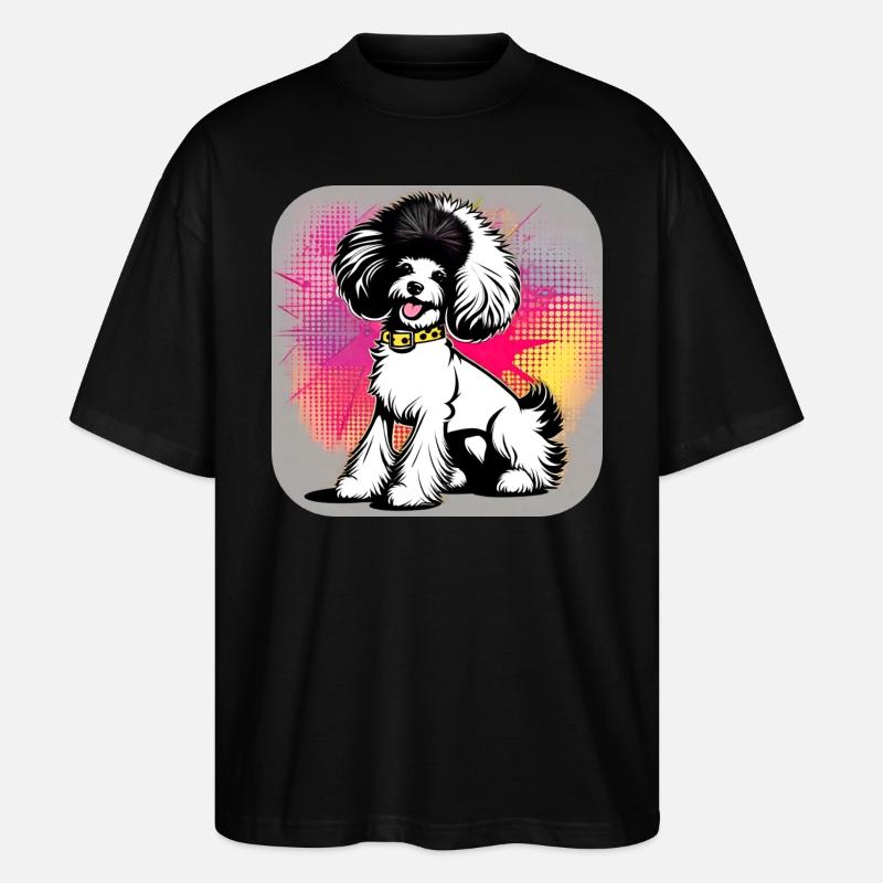 Caniche punk mignon - T-shirt bio Blaster 2.0 coupe oversize Stanley/Stella Unisexe - noir