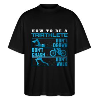Triathlon Tshirt Geschenk Evolution Männer - Stanley/Stella Oversized Unisex Bio T-Shirt Blaster 2.0 - Schwarz - Vorne - Alina (178cm) & Michal (187cm)