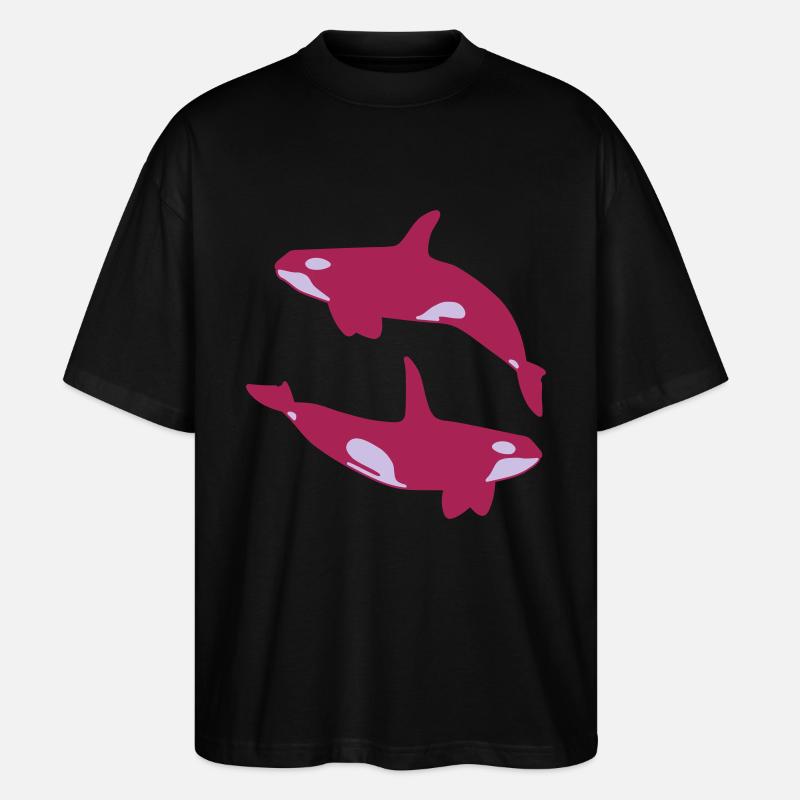 2 Schwertwale - Stanley/Stella Oversized Unisex Bio T-Shirt Blaster 2.0 - Schwarz