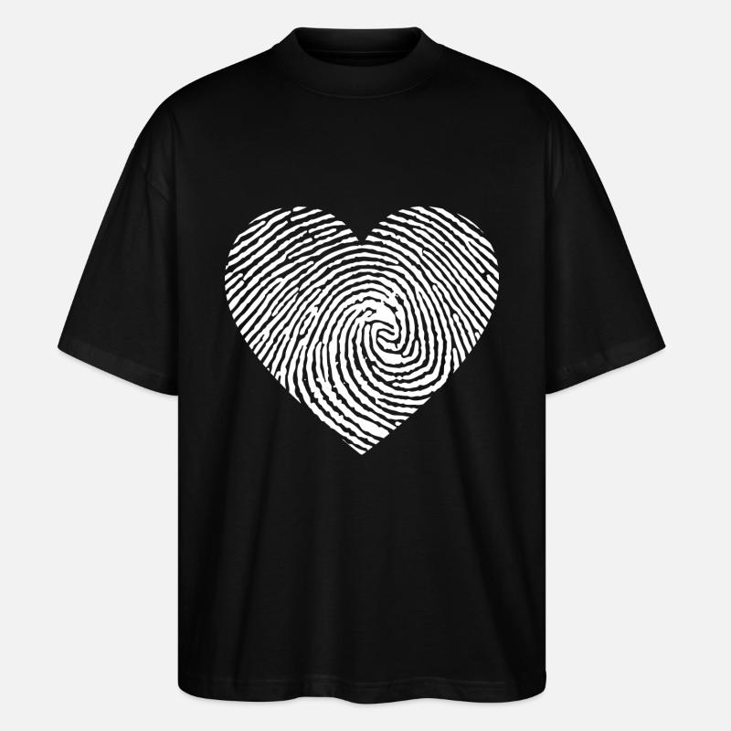 Fingerabdruck Herz - Stanley/Stella Oversized Unisex Bio T-Shirt Blaster 2.0 - Schwarz