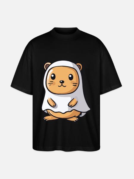 Beaver Halloween Comic Ghost - Stanley/Stella Oversized Unisex Organic T-shirt Blaster 2.0 - black