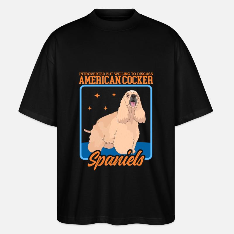 American Cocker Spaniel Gift - Stanley/Stella Oversized Unisex Organic T-shirt Blaster 2.0 - black