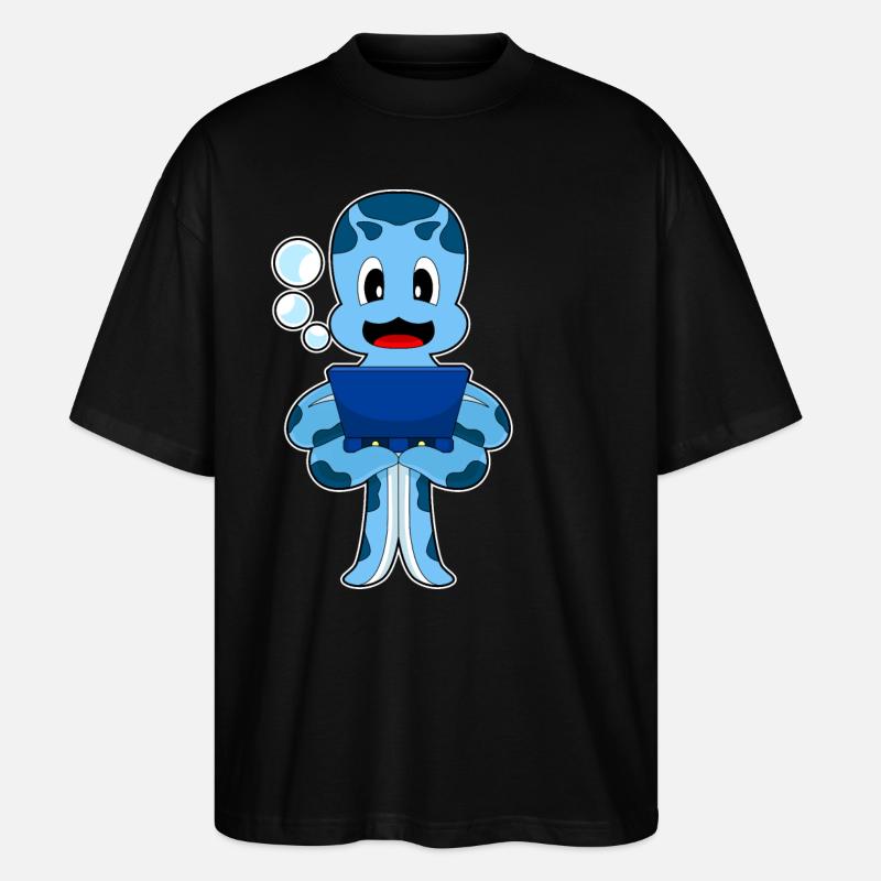 Octopus Laptop - Stanley/Stella Oversized Unisex Organic T-shirt Blaster 2.0 - black