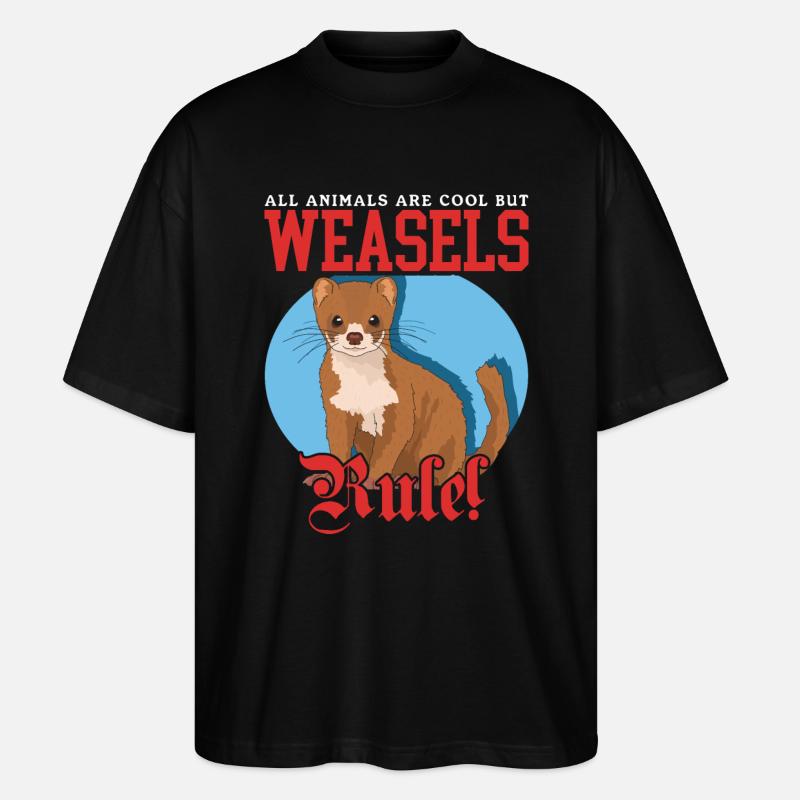 Wiesel Mauswiesel Hermännchen Geschenk - Stanley/Stella Oversized Unisex Bio T-Shirt Blaster 2.0 - Schwarz
