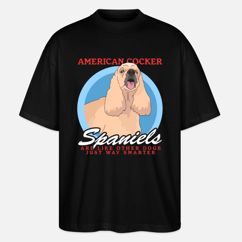 American Cocker Spaniel Gift - Stanley/Stella Oversized Unisex Organic T-shirt Blaster 2.0 - black