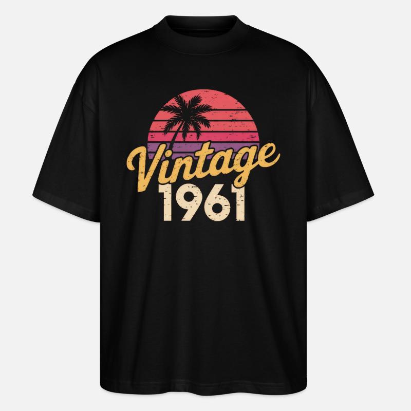 Vintage, 1961, Rétro, Coucher de soleil - T-shirt bio Blaster 2.0 coupe oversize Stanley/Stella Unisexe - noir