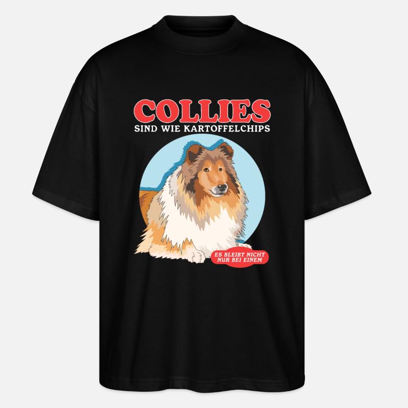 Collie chiens à poil long Collie Collies cadeau - T-shirt bio Blaster 2.0 coupe oversize Stanley/Stella Unisexe - noir