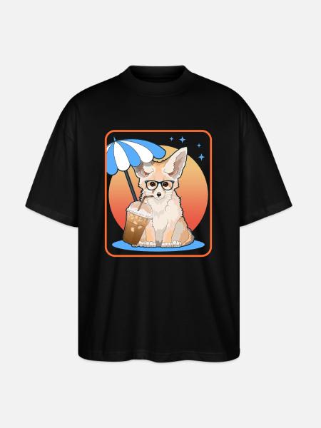 Fennek Wüstenfüchse Fuchs Geschenke - Stanley/Stella Oversized Unisex Bio T-Shirt Blaster 2.0 - Schwarz