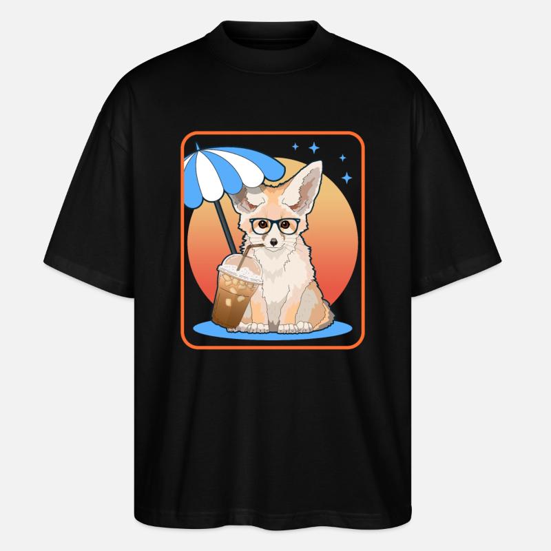 Fennek Wüstenfüchse Fuchs Geschenke - Stanley/Stella Oversized Unisex Bio T-Shirt Blaster 2.0 - Schwarz