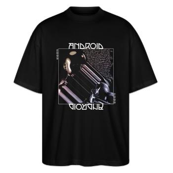 « Android » : design graphique de science-fiction cyberpunk - T-shirt bio Blaster 2.0 coupe oversize Stanley/Stella Unisexe - noir - Devant - Alina (178cm) & Michal (187cm)