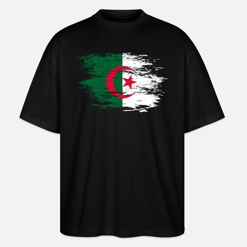 Drapeau de l’Algérie utilisé - T-shirt bio Blaster 2.0 coupe oversize Stanley/Stella Unisexe - noir