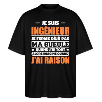 Ingénieur Humour Cadeau Etudiant Ingenieur - T-shirt bio Blaster 2.0 coupe oversize Stanley/Stella Unisexe - noir - Devant - Alina (178cm) & Michal (187cm)