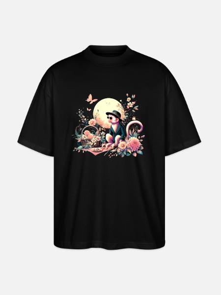 Monkey having a picnic - Stanley/Stella Oversized Unisex Organic T-shirt Blaster 2.0 - black