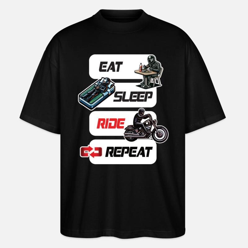 Manger Dormir Ride Répéter Moto & Biker Citation - T-shirt bio Blaster 2.0 coupe oversize Stanley/Stella Unisexe - noir