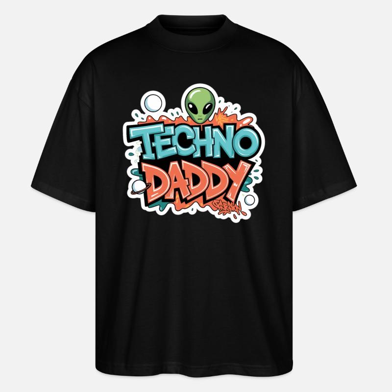 TECHNO DADDY AVEC ALIEN - T-shirt bio Blaster 2.0 coupe oversize Stanley/Stella Unisexe - noir