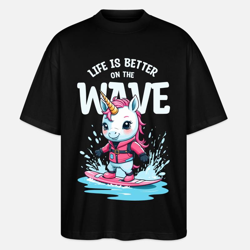 Wakeboard Einhorn - Stanley/Stella Oversized Unisex Bio T-Shirt Blaster 2.0 - Schwarz