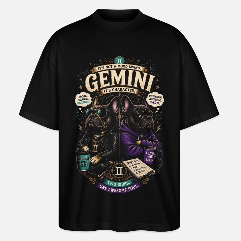 Zwillinge im Hoodie – Zwilinge-Astrologie - Stanley/Stella Oversized Unisex Bio T-Shirt Blaster 2.0 - Schwarz