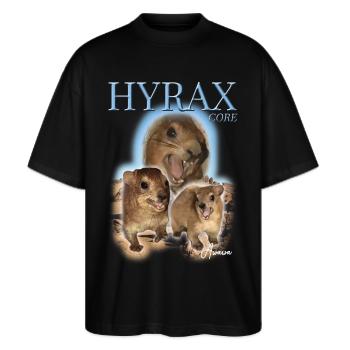 Hyrax Core Awawa Funshirt meme - Stanley/Stella Oversized Unisex Bio T-Shirt Blaster 2.0 - Schwarz - Vorne - Alina (178cm) & Michal (187cm)