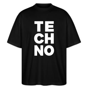 « TE CH NO » - Ambiance de musique électronique - T-shirt bio Blaster 2.0 coupe oversize Stanley/Stella Unisexe - noir - Devant - Alina (178cm) & Michal (187cm)